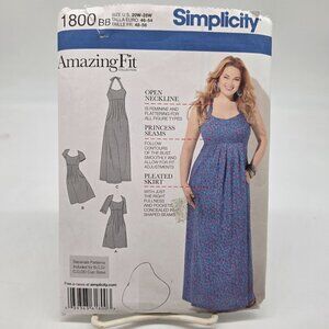 Simplicity Women's Dress Pattern Size 20W-28W #1800BB
